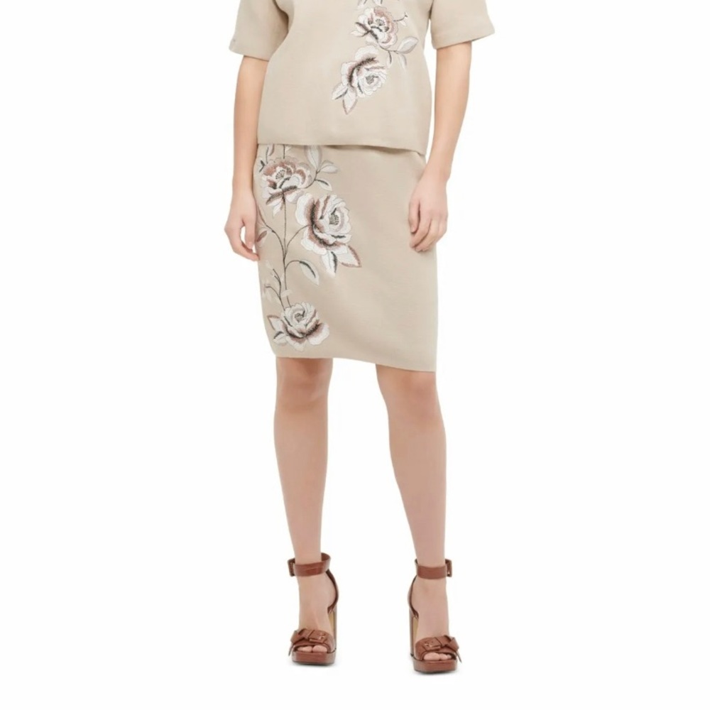 NWT Calvin Klein Beige Embroidered Skirt